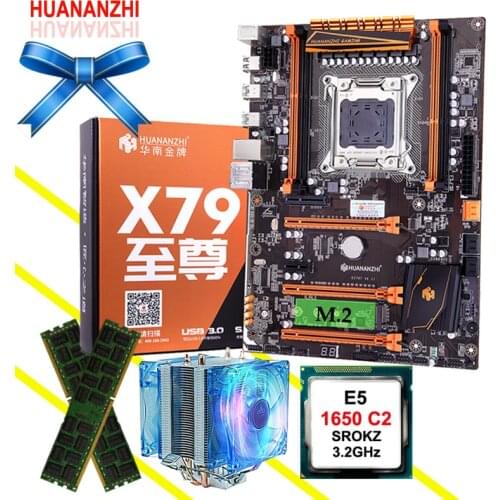 Computer hardware DIY HUANANZHI Deluxe X79 motherboard M.2 CPU Intel Xeon E5 1650 C2 3.2GHz with cooler RAM 16G(2*8G) REG ECC