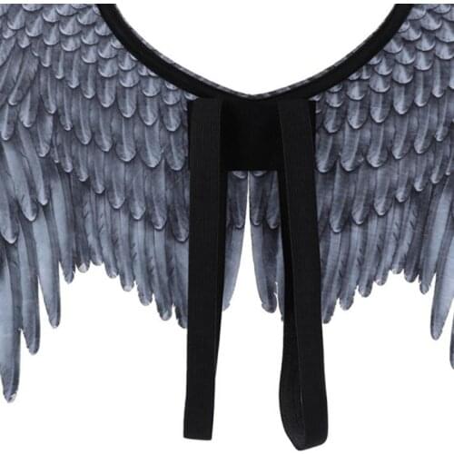 Adult Kids Halloween Black White Non Woven Feathers Angel Wings Evil Cosplay Costume Mardi Gras Pretend Play Dress Up Accessory