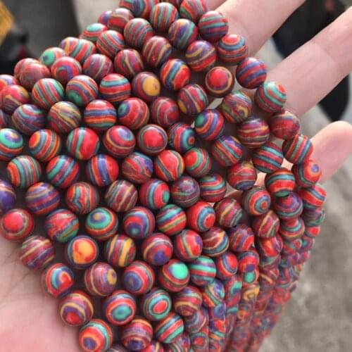 Colorful Malachite Stone Beads 4/6/8/10/12mm Round Loose Synthetic Malachite Beads Green Red For Jewelry Making DIY Strand 15
