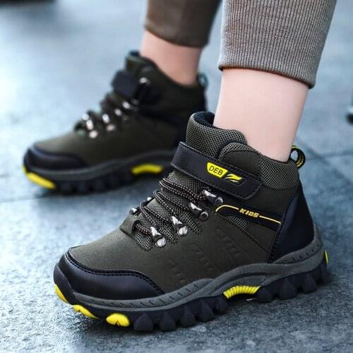 Kids Hiking Shoes High Top Military Training Shoes Anti-slip Boy Sneakers Walking Soft Boots Teenagers Climbing Trekking Shoes