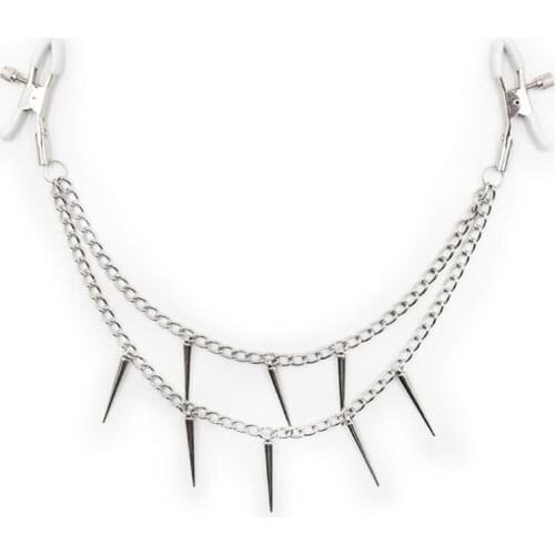 Metal Spiked Chain Nipple Clamps BDSM Torture Slave Fetish Women Breast Stimulator Sex Tools For Couples Adult Games Erotic Toys