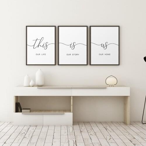 Minimalist Sign Canvas Painting This Is Us Our Life Our Story Our Home Poster and Print Wall Art Picture Scandinavian Decor