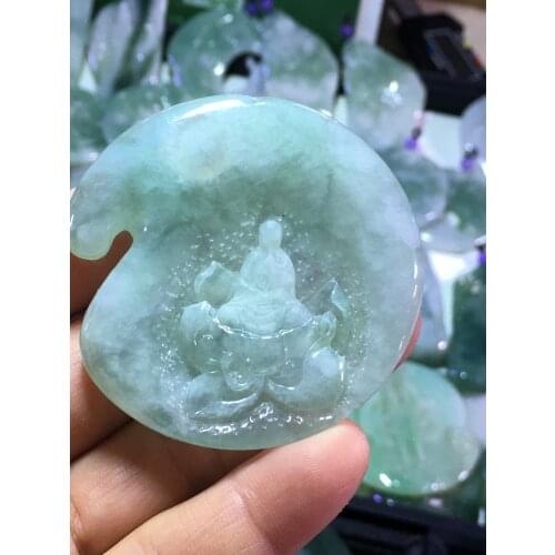 Natural Myanmar jade A HandCarved enlightenment jadeite jade green jade pendant jade necklace pendants jewelry necklaces men