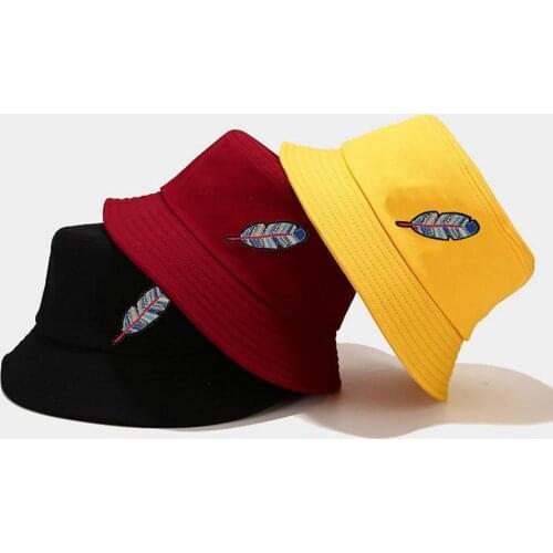 Retro Feather Pattern Bucket Hat Unisex Sunscreen Spring Outdoor Fisherman Cap Bucket Hat Unisex Sunscreen Spring Outdoor Fisher