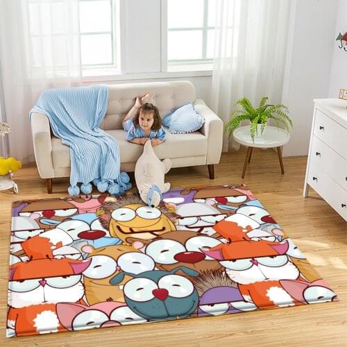 Alfombra Hot Rug Childrens Flannel Animal Carpet Rug Colorful Pattern Carpet For Baby Play Round Carpet In The Childrens Room