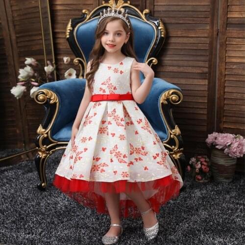 Girls Bird Floral Embroidered Striped Ruffles Dress Princess Blue Color Korean Fashion Summer Holiday Clothes 6p/l