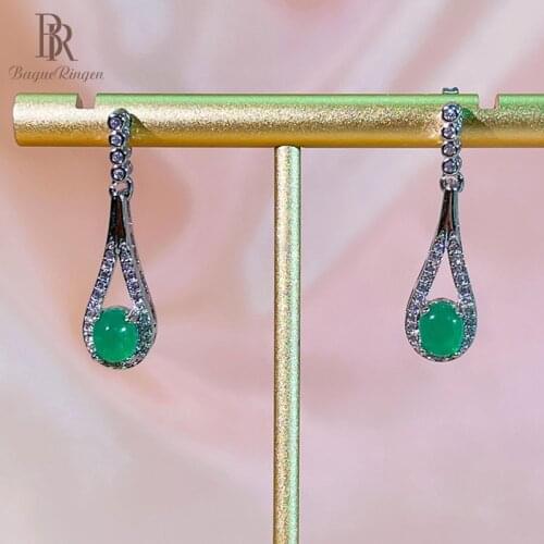 Bague Ringen Luxury Emerald Drop Earrings 925 Sterling Silver Earrings For Women Gemstones Classic Earings Silver Jewelry Gift
