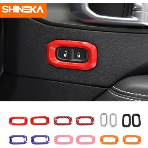 SHINEKA Interior Accessories For Jeep Gladiator JT 2018+ Car Door Lock Switch Button Decor Stickers For Jeep Wrangler JL 2018