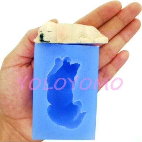D799YL 55.3mm x 21.8mm Sleepping Dog Silicone Mold Cake Decoration Fondant Resin Art Soap Craft Clay Aromatherapy