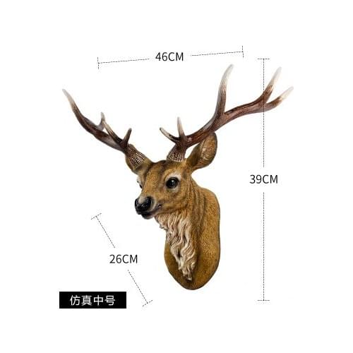 Scandinavian style retro animal head wall hanging simulation wall hanging living room trumpet American deer head wall hanging fo