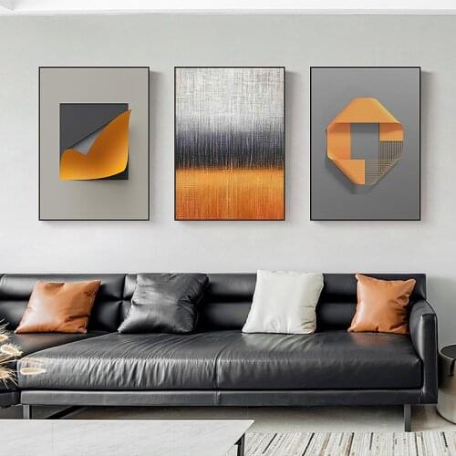 Modern Minimalist Wall Poster, Canvas Art, Abstract Painting, Warm Color, Line, Artistic Poster, Wall Image for Living Room Deco