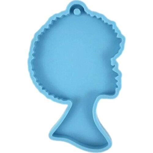 Super Glossy Woman Head Epoxy Resin Mold Keychain Crafts Casting Silicone Mould AXYD
