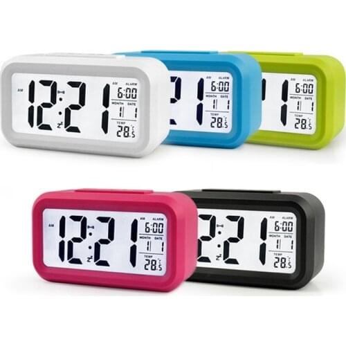 1pcs LED Digital Alarm Clock Calendar Temperature Illuminated Display Electronic Bcaklight Snooze Clocks