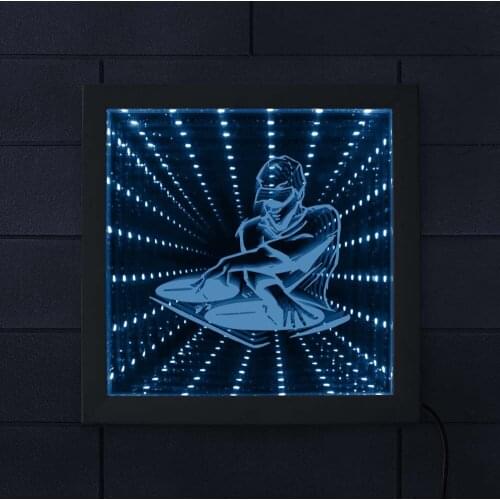 DJ LED Vortex Tunnel Interstellar Mirror Music Gift Personalized DJ Name Man Cave Modern Novelty Wall Art Custom Lighted Mirror
