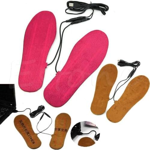 Unisex USB Electric Powered Heated Insoles For Shoes Boots Keep Feet Warm Solid Women Men Insoles 2 Colors