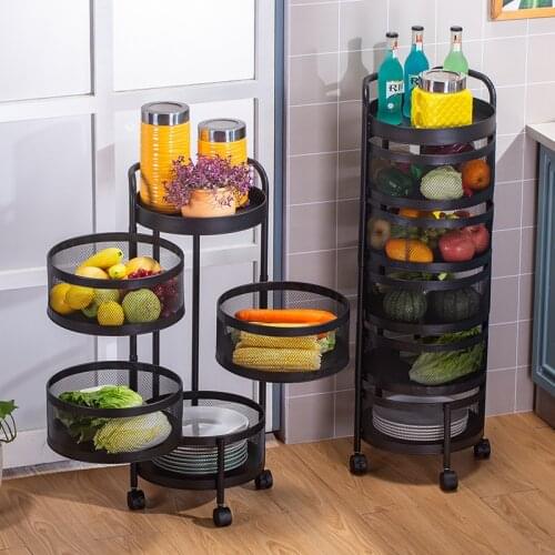 Rotating vegetable shelving kitchen floor multilayer storage rack kitchen storage