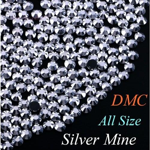 All Size! Silver Mine, DMC Hotfix Rhinestone SS6 SS10 SS16 SS20 SS30 Glass Crystals Stones Hot Fix Iron-On FlatBack With Glue