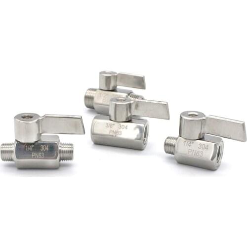 1/8" 1/4" 3/8" 1/2" 3/4" 1" BSP Female Male Mini Sanitary Ball Valve Homebrew Beer SUS 304 Stainless With Steel Hanlde