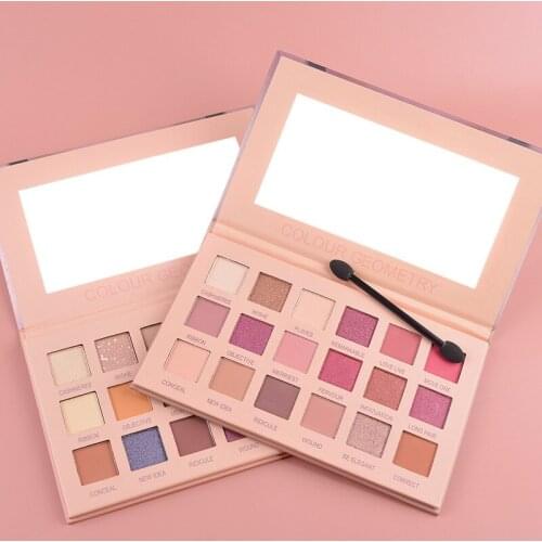 18 Colors/Set Geometry Rose Eye Shadow Disc Earth Color Shimmer Eyeshadow Waterproof And Not Blooming Eye Makeup Cosmetic TSLM1