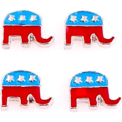 20 , 50)PCS/lot RED BLUE Elephant Floating Locket Charms Fit For Memory Magnetic Locket Pendant Jewelrys Making