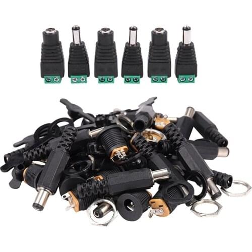 6 Pcs CCTV DC Power Connector Adapter Repar Part & 15 Sets 5.5X2.1mm DC Power Connector Male Female Dc Socket Jack