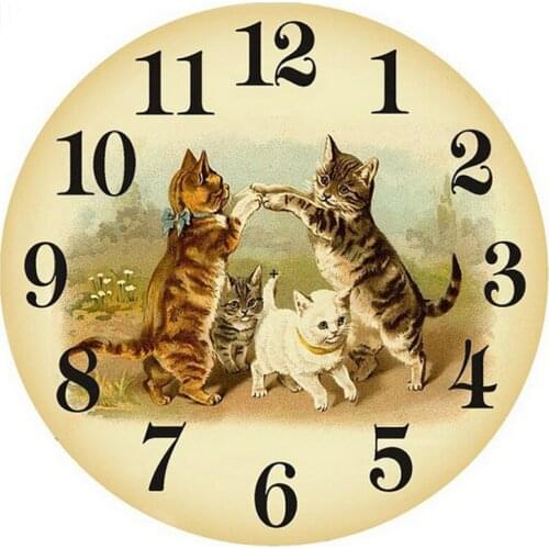 New 5D DIY Diamond Painting Cat Pattern Wall Clock Full Square & Round Stitch Mosaic Sewing Thread Decorative Gifts