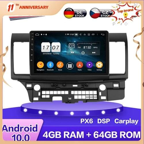 For Mitsubishi Lancer EVO 2007+ Android 10 PX6 Car HD Multimedia DVD Player 4+64GB Auto GPS Navigation Stereo radio DSP Carplay