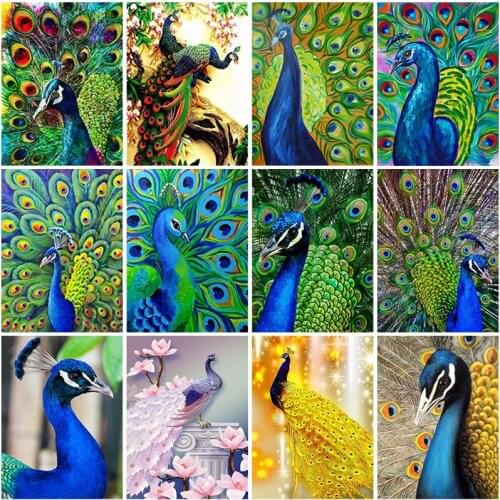 DIY Peacock 5D Diamond Painting Full Round Drill Resin Animal Diamond Embroidery Cross Stitch Mosaic Art Wall Home Decor