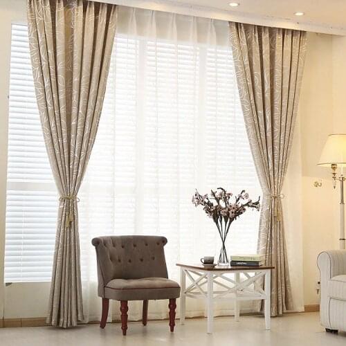 FYFUYOUFY Double faced jacquard curtains for living room leaves tulle curtains for bedroom chenille massiness Shading curtains