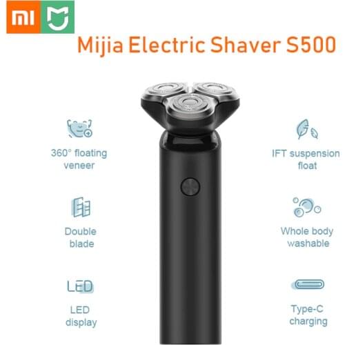Xiaomi Mijia Electric Shaver S500 IPX7 Waterproof Mens Shaver Trimmer Wet and Dry Comfortable Cleaning with LED Display