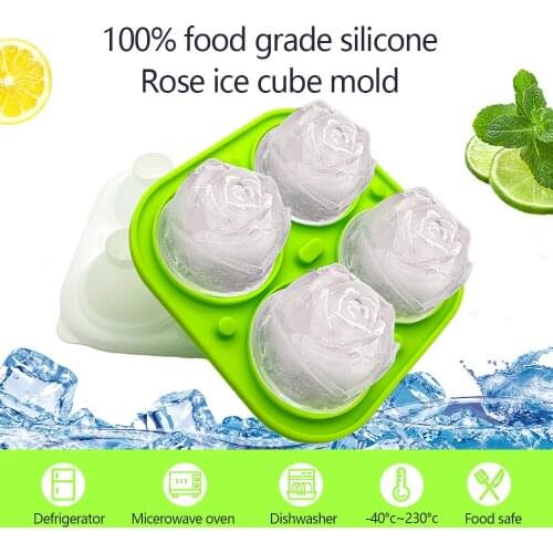 Ice Cube Form Silicone Rose Shape Icecream Mold Tray 3D Big Ice Cream Ball Maker Reusable Whiskey Cocktail Mould Bar Tools
