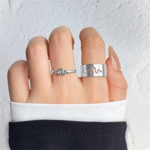 IFMIA 2021 Punk Fashion Simple Snake Anillos Vintage Silver Color Joint Rings Sets for Women Jewelry Korean Couple Rings Lover