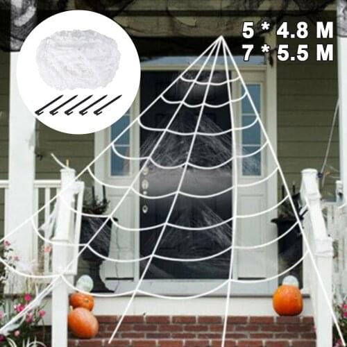 Artificial Spider Webs Halloween Decorations Triangle Spider Web Stretch Cobweb for Scary Party Scene Prop Decora Yard Costumes