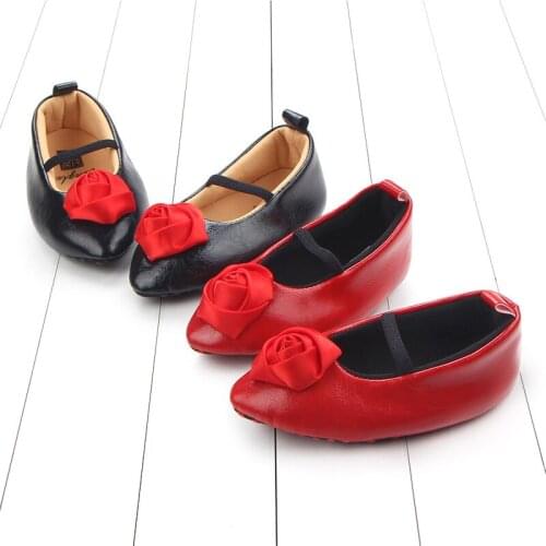Girls Flower shoes Spring Autumn Infant Pu Baby Shoes Moccasins Newborn Girls Booties for Newborn 2 Color Available 0-18 Months