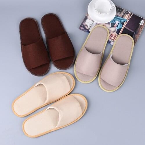 1 pair Non-slip Flax Slippers Hotel Slippers Wedding Shoes Traveling Slippers Disposable Home Hospitality Cotton Hotel Slippers
