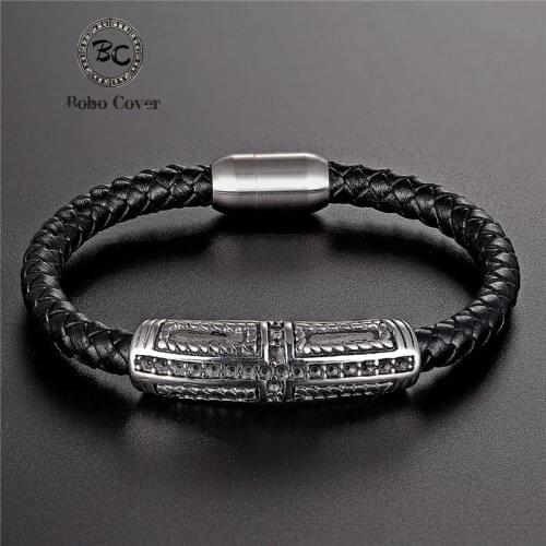 2021 New Fashion Genuine Leather Gold Stainless steel Bracelet men women Vintage Charm Bracelets Bangles Luxury Jewelry Gifts