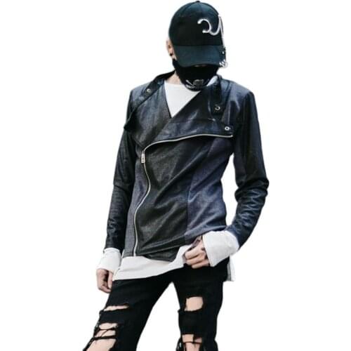 Autumn men night club punk hip hop short jacket cotton streetwear mens casual hiphop stage jackets and coats korean clothes