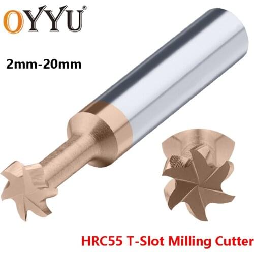 OYYU Carbide T Slot Milling Cutter Tungsten Steel CNC Coated End Mills for Steel and Stainless Machining 3mm 4mm 6mm 8mm 20mm
