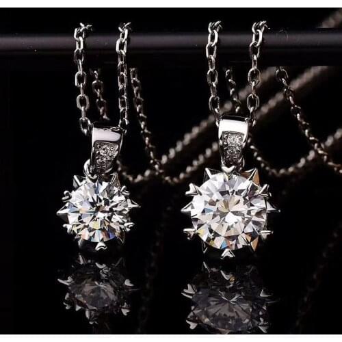 Snowflakes necklace 925 silver moissanite 2.00ct pendant concise fashion silver 925 necklace for women