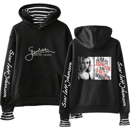 Hoodies Casual Fake two pieces Scarlett Johansson star printed sweatshirt Hoodie Jacket Hoodie stranger things