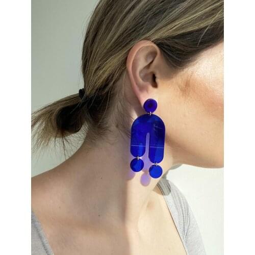 Transparent Electric Blue “The Trip” Modern Acrylic Earrings, Statement Earrings, Acrylic Earrings, Contemporary Earrings