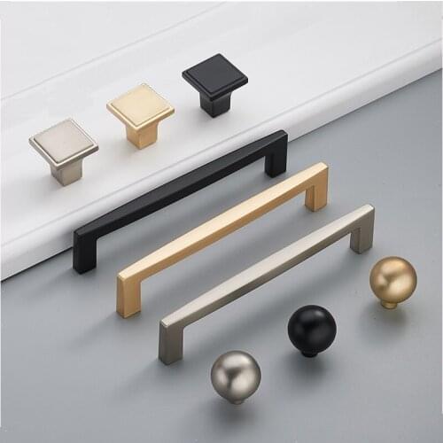 Zinc Alloy Black/Gold Cabinet Knobs Kitchen Door Handles Drawer Cupboard Door Handle Cabinet Handles for Furniture Hardware