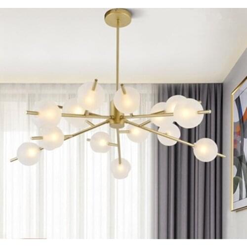 Nordic pastoral restaurant bar living room pendant light modern glass ball branch clothing store pendant lamp