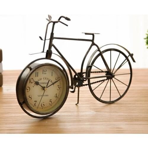 Retro Vintage Metal Bicycle Bike Desk Clock Home Decoration Table Clock Ornament