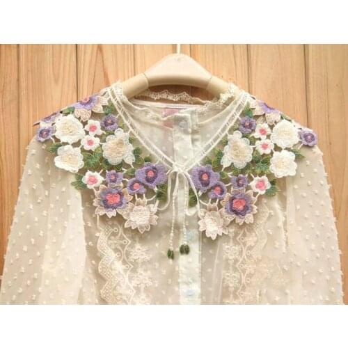 High-grade France neckwear,Fashion decorative colored lace embroidery collar,patches for clothes