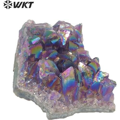 WT-G190 Wholesale 5pcs/lot Healing Rainbow Crystal Quartz Stone Charm Rainbow Colors natural crystal quartz cluster stone