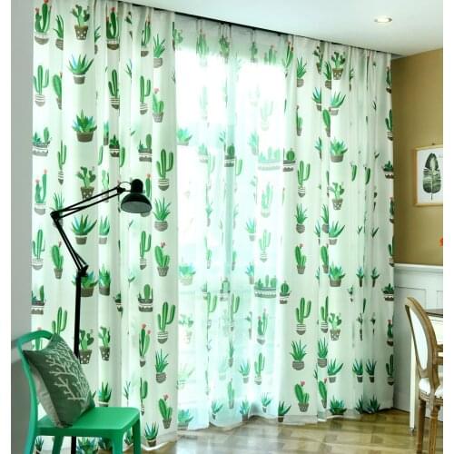 Cotton and Linen Curtains for Living Room Cobblestone Window Curtain for Bedroom Plant Window Treatment Drapes Kitchen Curtains