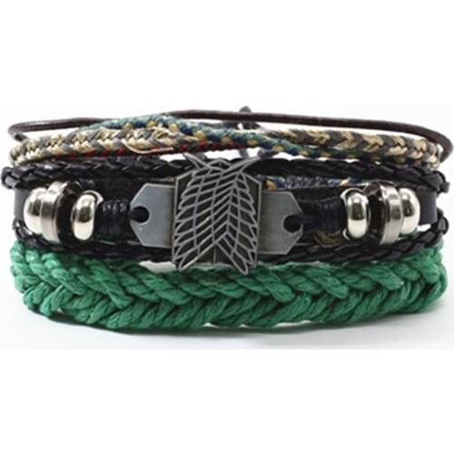 Green Braided Rope Ethnic Multilayer Handmade Leather Men Bracelets Set Women Vintage Bangle Male Homme Men Jewelry Accessories