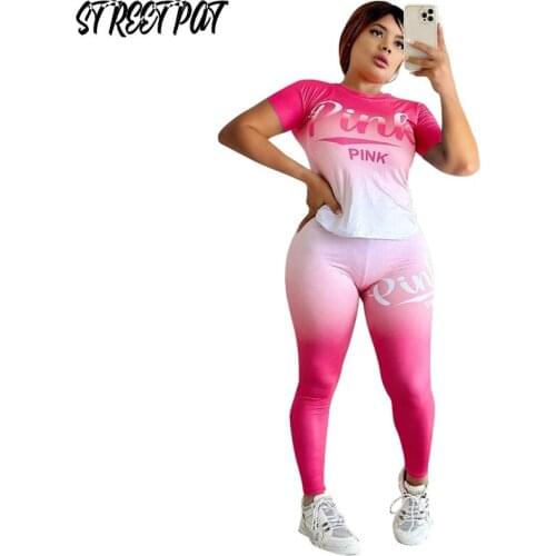 Tie Dry Print Casual 2 Two Piece Set Women Tracksuit Short Sleeve T-Shirts + Pants Sets Elastic Loose Sport Outfits Sweatsuit