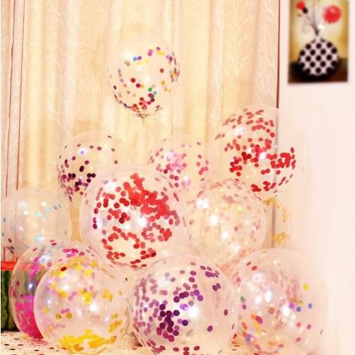 10pcs 12 inch Clear Latex Balloon with Glitter Confetti Helium Inflatable Bobo Balloons for Wedding Birthday Baby Shower Decor